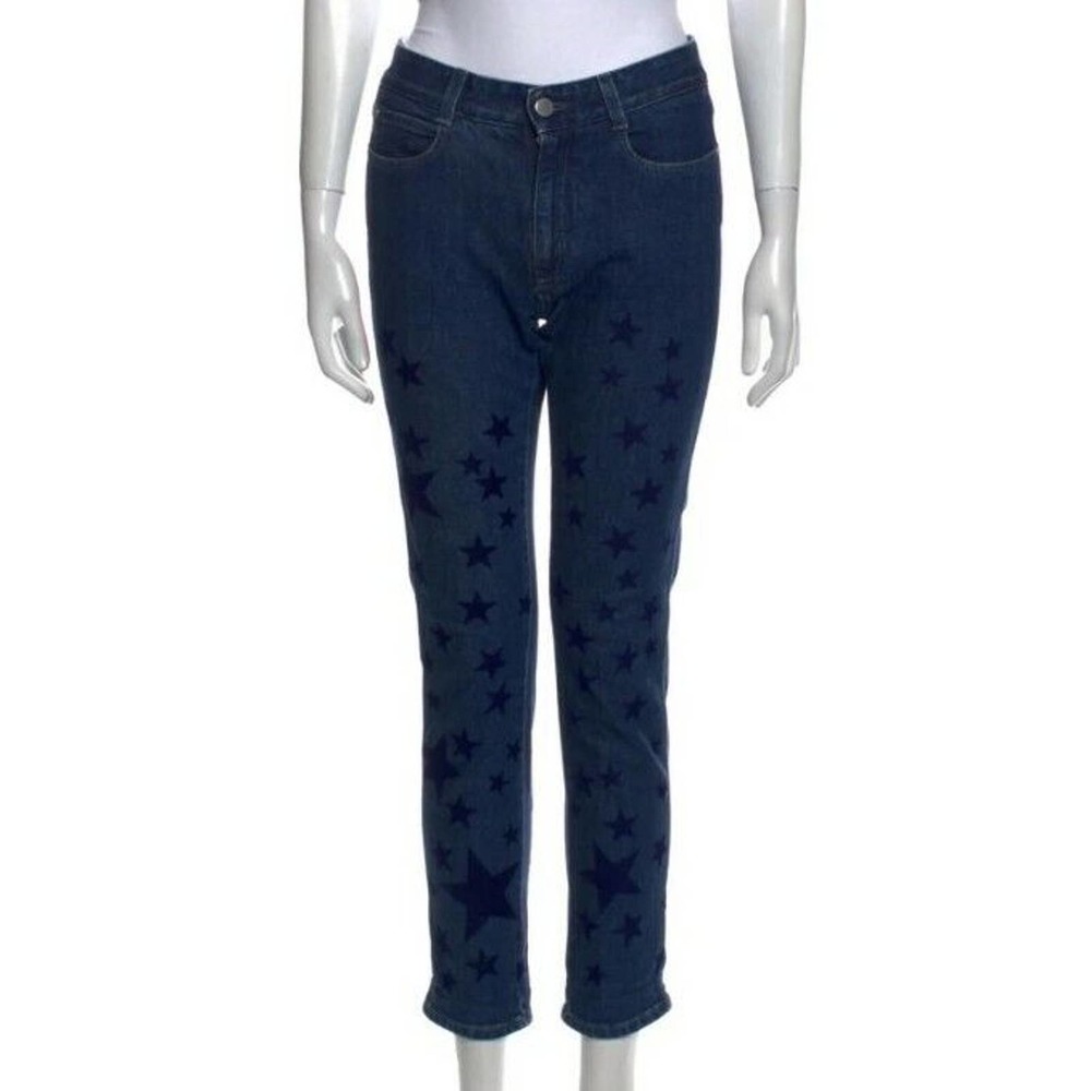 Stella McCartney Jeans Sz 25 Italy Skinny Blue Denim stars velvet (b